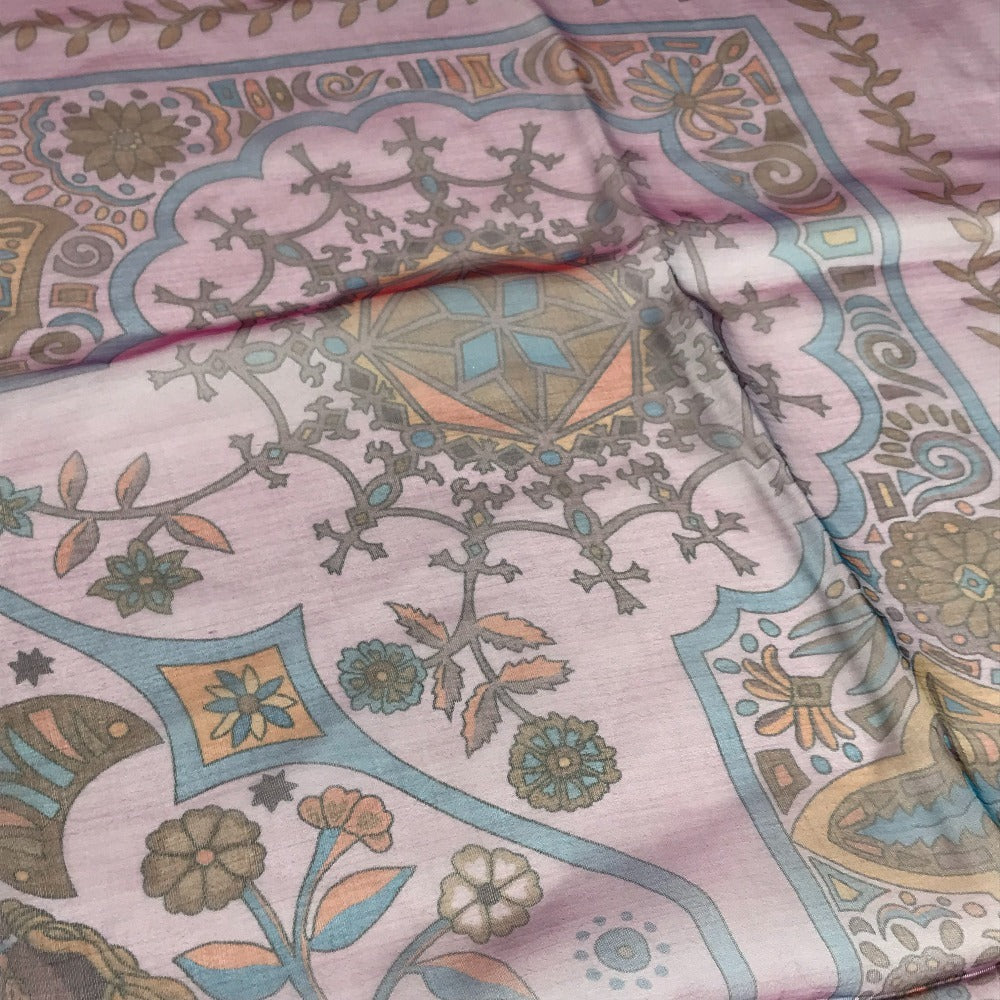 HERMES Aux Portes du Palais Kare 140 Carre 140 Shawl Stole Large Scarf Silk Unisex Purple
