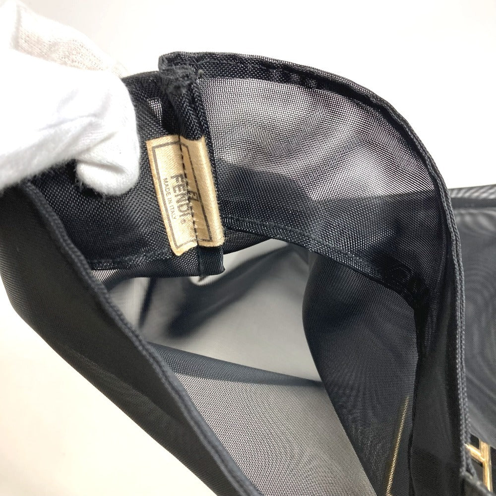 FENDI วินเทจ FF โลโก้ กระเป๋าสะพายข้างตาข่าย กระเป๋าโท้ท กระเป๋าถือ หนัง/ตาข่าย ยูนิเซ็กส์ สีดำ