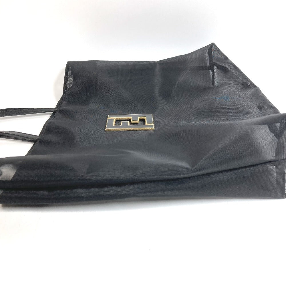 FENDI วินเทจ FF โลโก้ กระเป๋าสะพายข้างตาข่าย กระเป๋าโท้ท กระเป๋าถือ หนัง/ตาข่าย ยูนิเซ็กส์ สีดำ