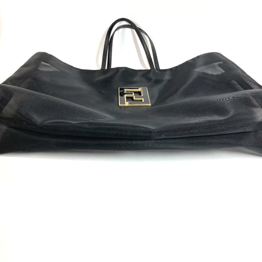 FENDI วินเทจ FF โลโก้ กระเป๋าสะพายข้างตาข่าย กระเป๋าโท้ท กระเป๋าถือ หนัง/ตาข่าย ยูนิเซ็กส์ สีดำ