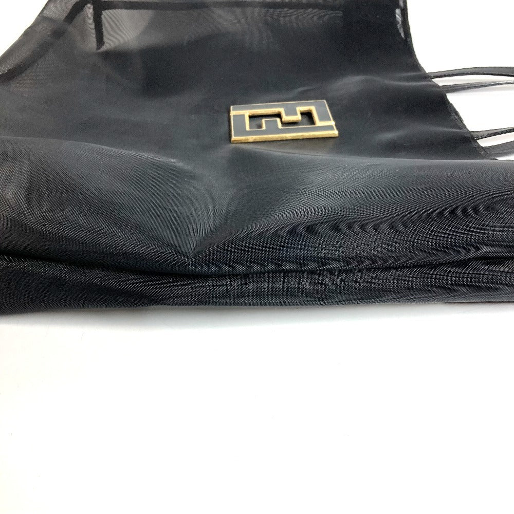 FENDI วินเทจ FF โลโก้ กระเป๋าสะพายข้างตาข่าย กระเป๋าโท้ท กระเป๋าถือ หนัง/ตาข่าย ยูนิเซ็กส์ สีดำ