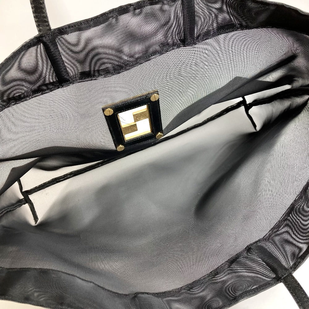 FENDI วินเทจ FF โลโก้ กระเป๋าสะพายข้างตาข่าย กระเป๋าโท้ท กระเป๋าถือ หนัง/ตาข่าย ยูนิเซ็กส์ สีดำ