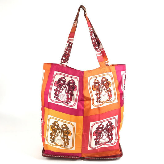 HERMES カバン エコバッグ 折り畳み シルキーポップ トートバッグ ハンドバッグ ショルダーバッグ シルク レディース レッド