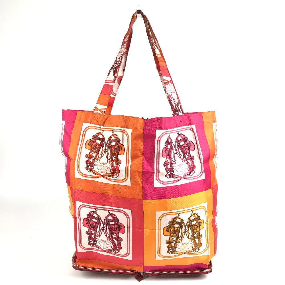 HERMES Bag, Eco-Friendly, Foldable, Silky Pop Tote Bag, Handbag, Shoulder Bag, Silk, Women's, Red