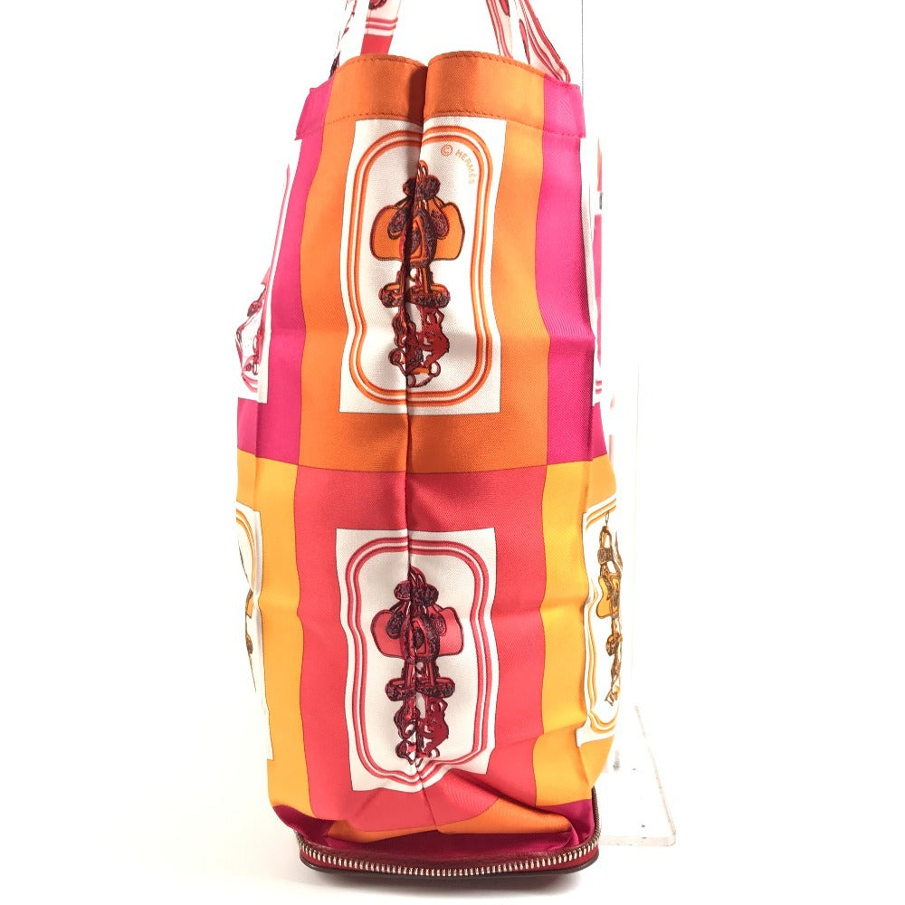 HERMES Bag, Eco-Friendly, Foldable, Silky Pop Tote Bag, Handbag, Shoulder Bag, Silk, Women's, Red