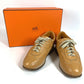 HERMES Quick รองเท้าผ้าใบ H Logo Stitch รองเท้าหนังผู้หญิง สีเบจ