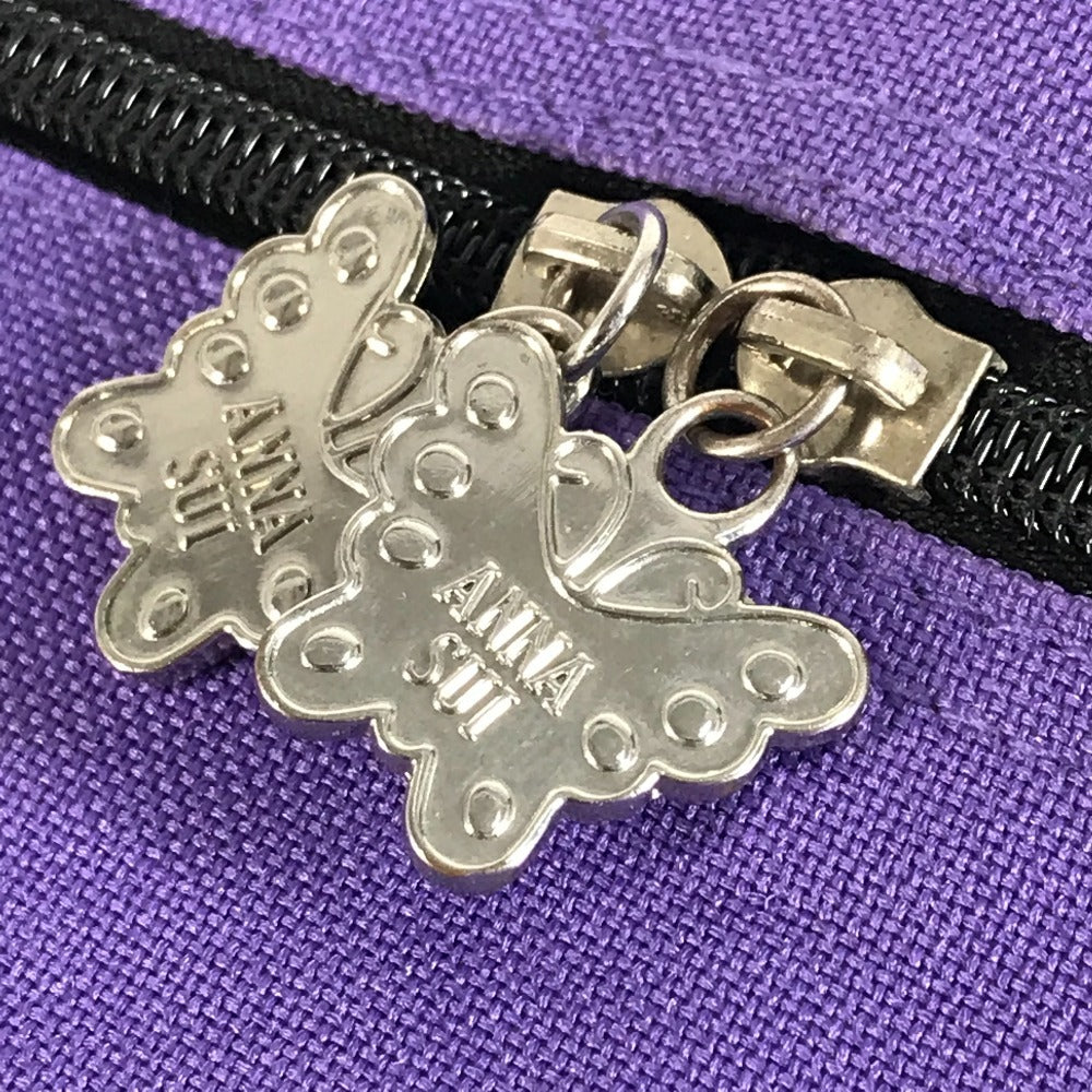 ANNA SUI กระเป๋าเดินทาง 2 ล้อ ลายผีเสื้อ โลโก้ กระเป๋าเดินทางแบบมีล้อ กระเป๋าสะพาย กระเป๋าเดินทาง กระเป๋าล้อลาก แคนวาส Unisex สีม่วง