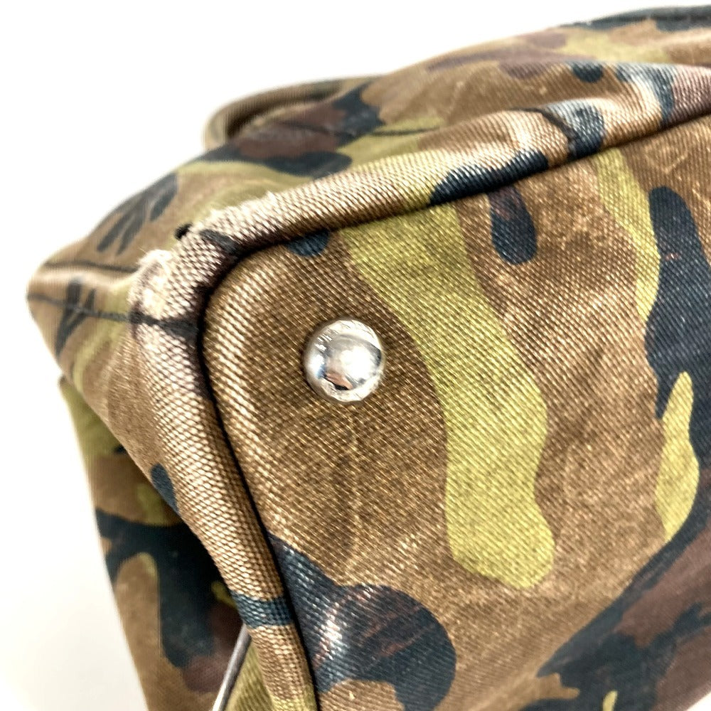 PRADA 迷彩 カモフラ ロゴ カナパ カバン トートバッグ ハンドバッグ キャンバス ユニセックス グリーン