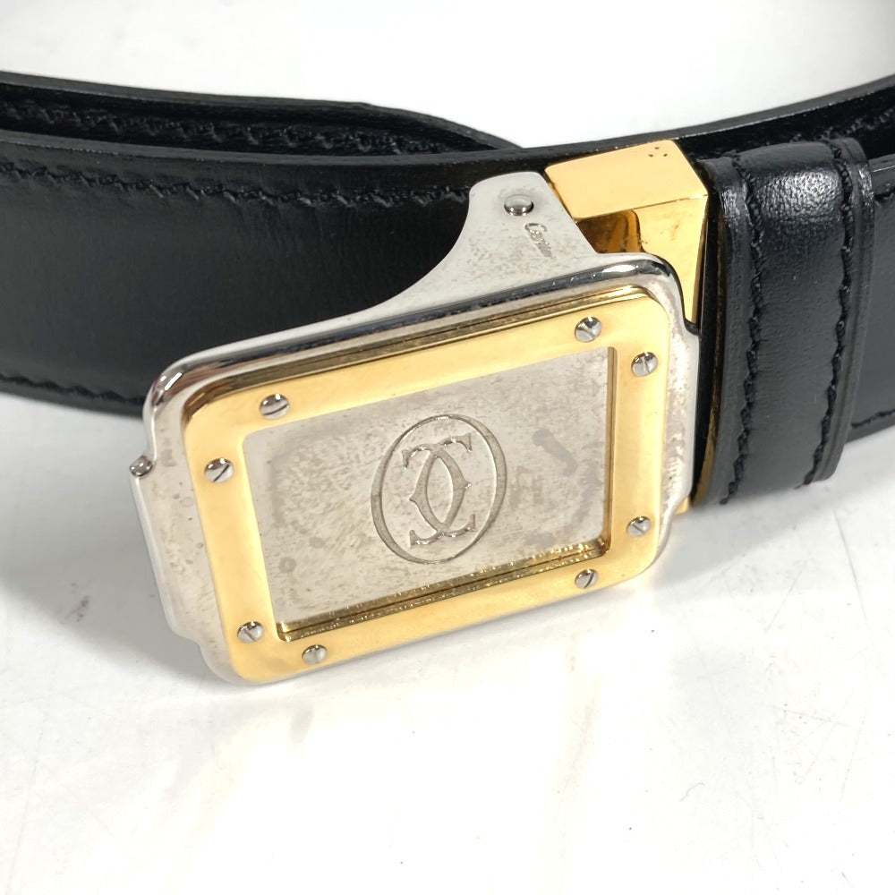CARTIER サントス ロゴ ボトムス用ベルト バックル ベルト レザー メンズ ブラック
