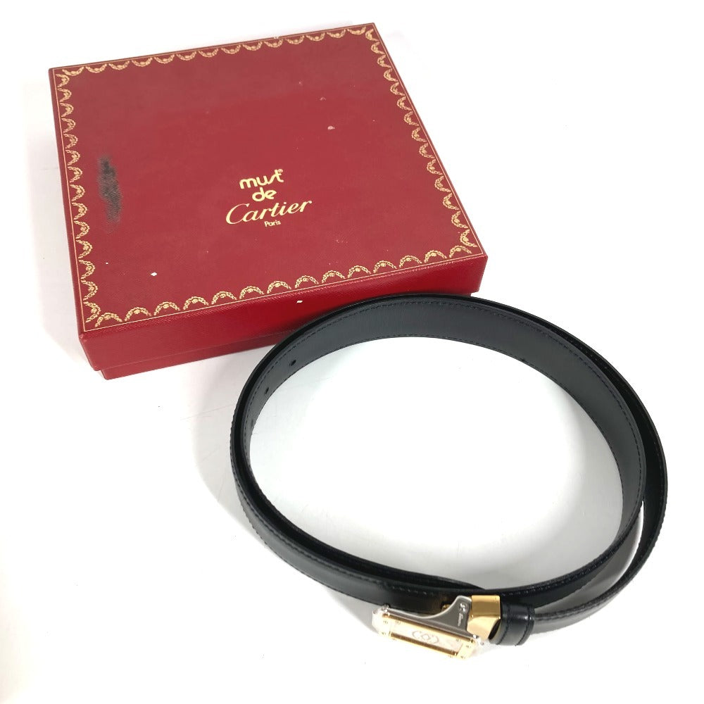 CARTIER サントス ロゴ ボトムス用ベルト バックル ベルト レザー メンズ ブラック