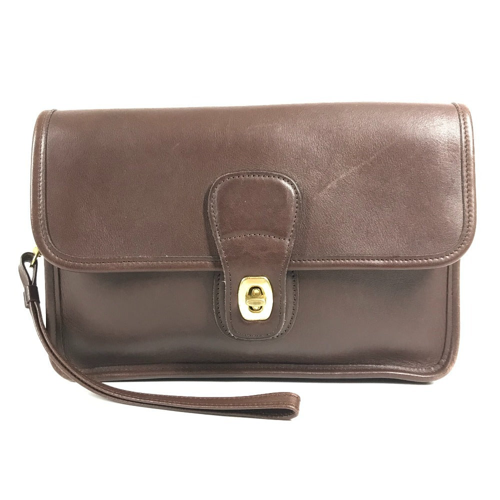 COACH 9832 オールドコーチ ロゴ カバン ストラップ付き フラップ クラッチバッグ セカンドバッグ レザー ユニセックス ブラウン