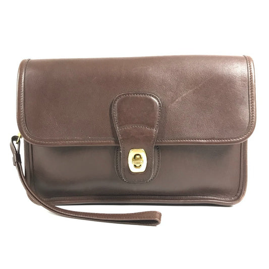COACH 9832 オールドコーチ ロゴ カバン ストラップ付き フラップ クラッチバッグ セカンドバッグ レザー ユニセックス ブラウン