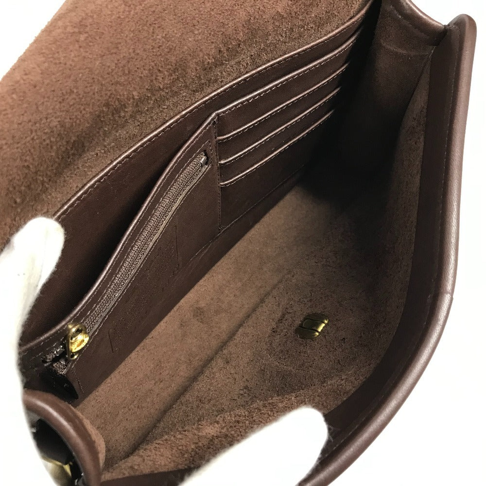 COACH 9832 オールドコーチ ロゴ カバン ストラップ付き フラップ クラッチバッグ セカンドバッグ レザー ユニセックス ブラウン