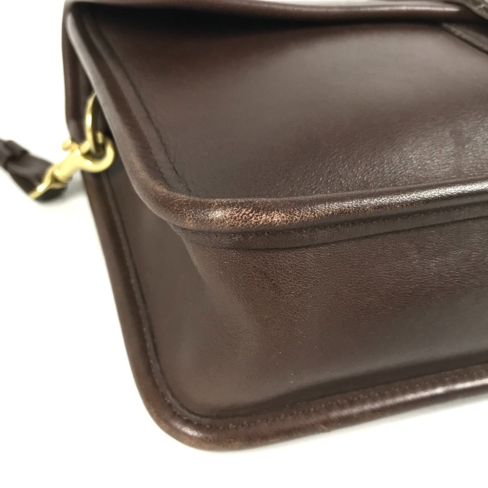 COACH 9832 オールドコーチ ロゴ カバン ストラップ付き フラップ クラッチバッグ セカンドバッグ レザー ユニセックス ブラウン