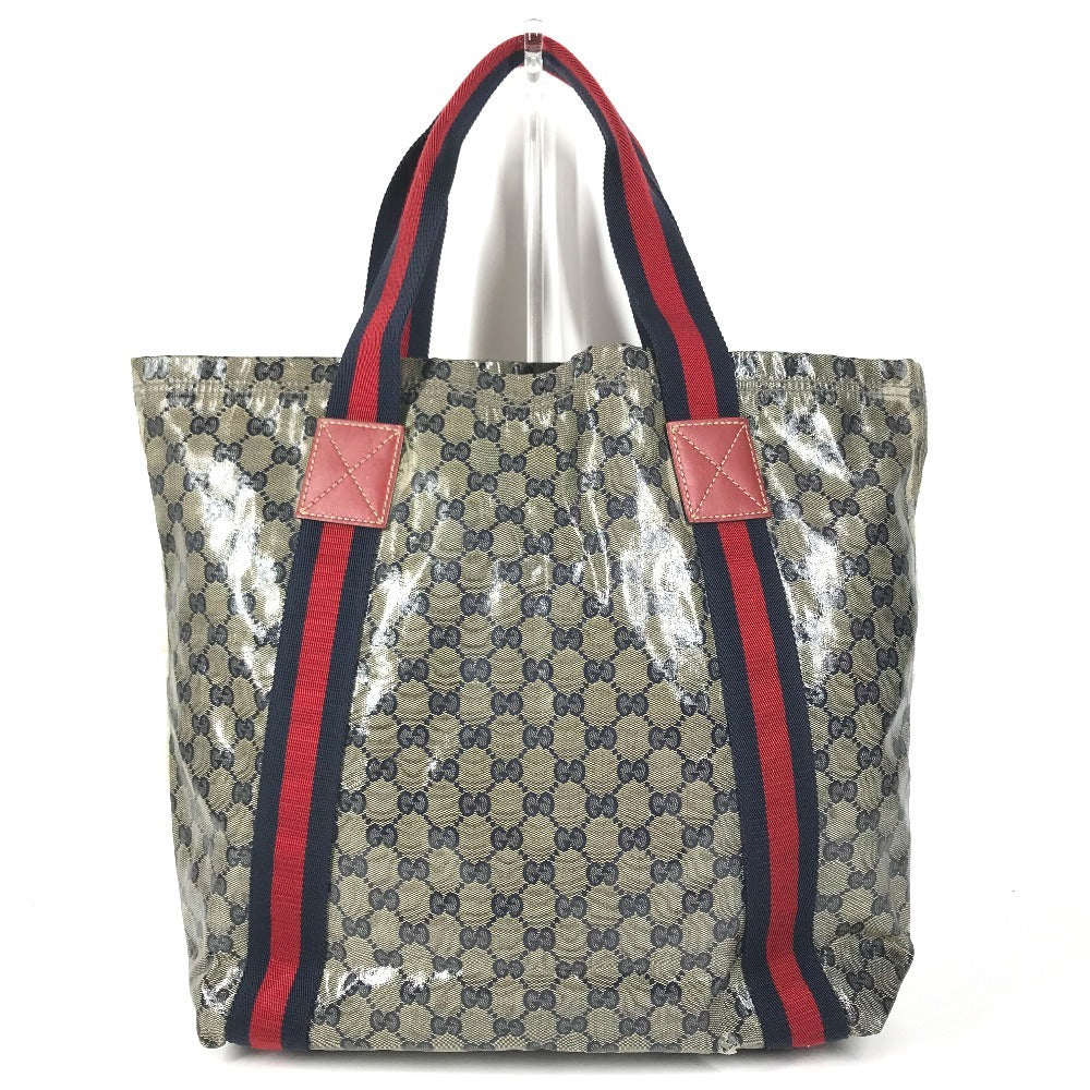 GUCCI 189669 GG logo Tote Bag Shoulder Tote Shoulder Bag Coating canvas Navy Used