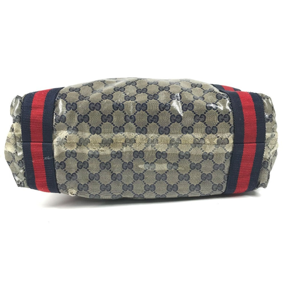 GUCCI 189669 GG logo Tote Bag Shoulder Tote Shoulder Bag Coating canvas Navy Used