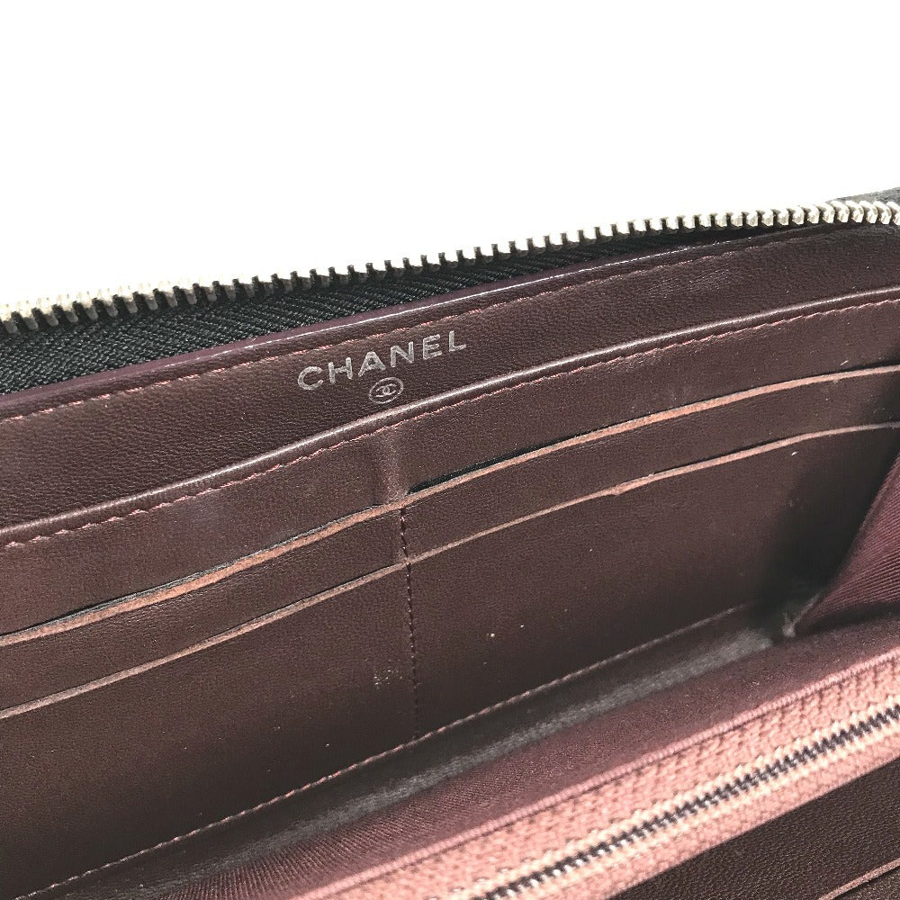 CHANEL 不明 CC CC Mark Logo Matelasse Quilted Zip Around Long Wallet Long Wallet Leather Black Used