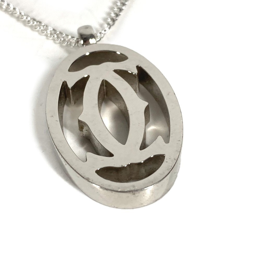 CARTIER T1220148 2C Decor Charm Logo Necklace Choker Chain Necklace Accessory Pendant top Metal Silver Used
