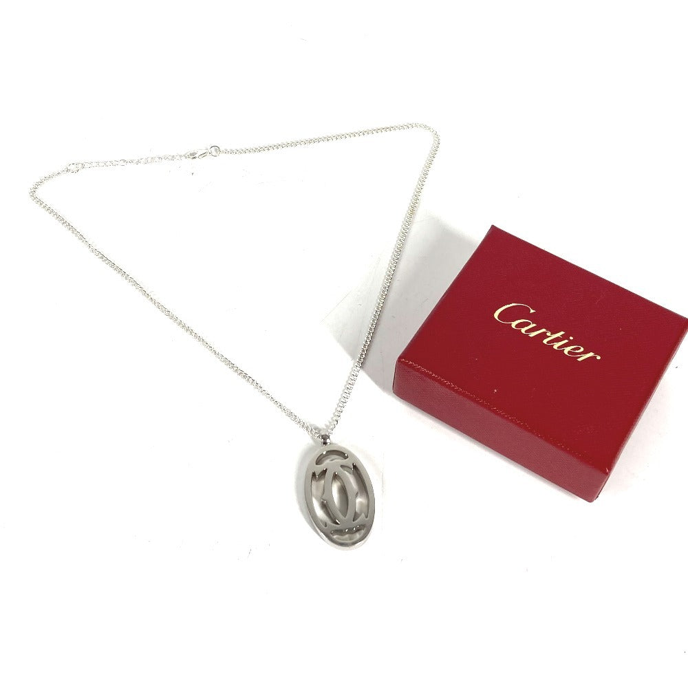 CARTIER T1220148 2C Decor Charm Logo Necklace Choker Chain Necklace Accessory Pendant top Metal Silver Used