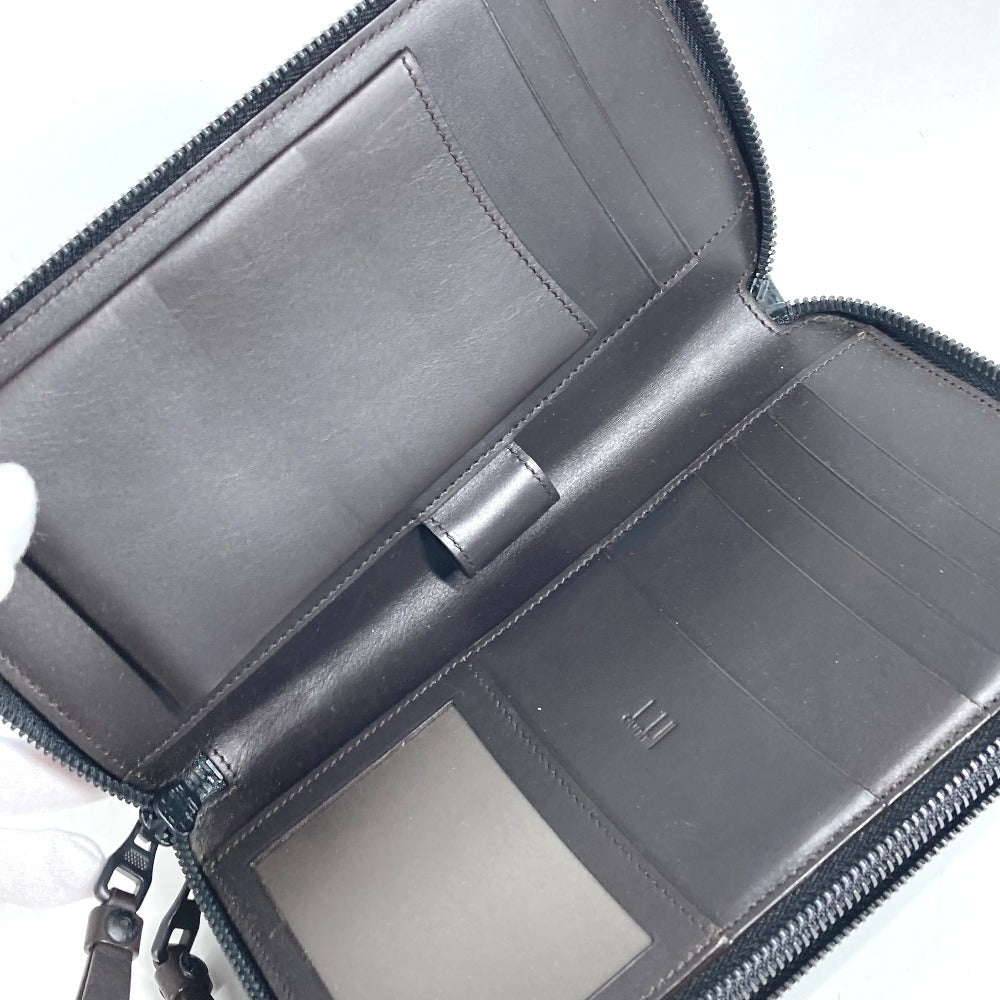 Dunhill Travel Case Hand Bag Wallet Long Wallet Zip Around Long Wallet Leather Black Used