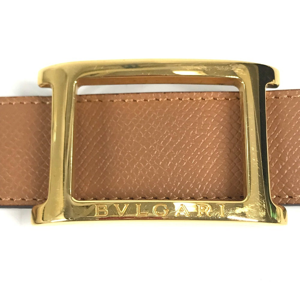 BVLGARI logo Buckle belt belt Leather Brown/GoldHardware Used