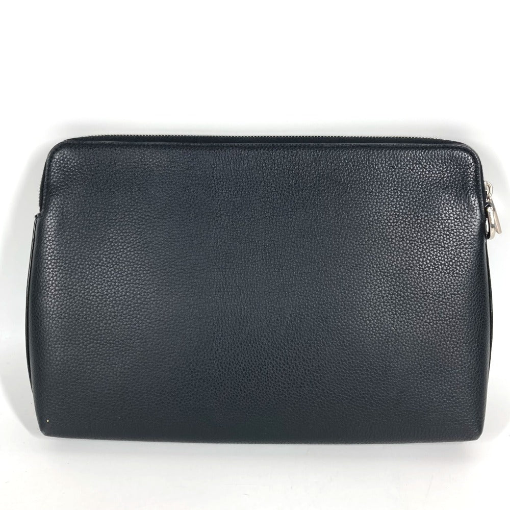 Dior logo Pouch Bag Clutch bag Leather Black Used