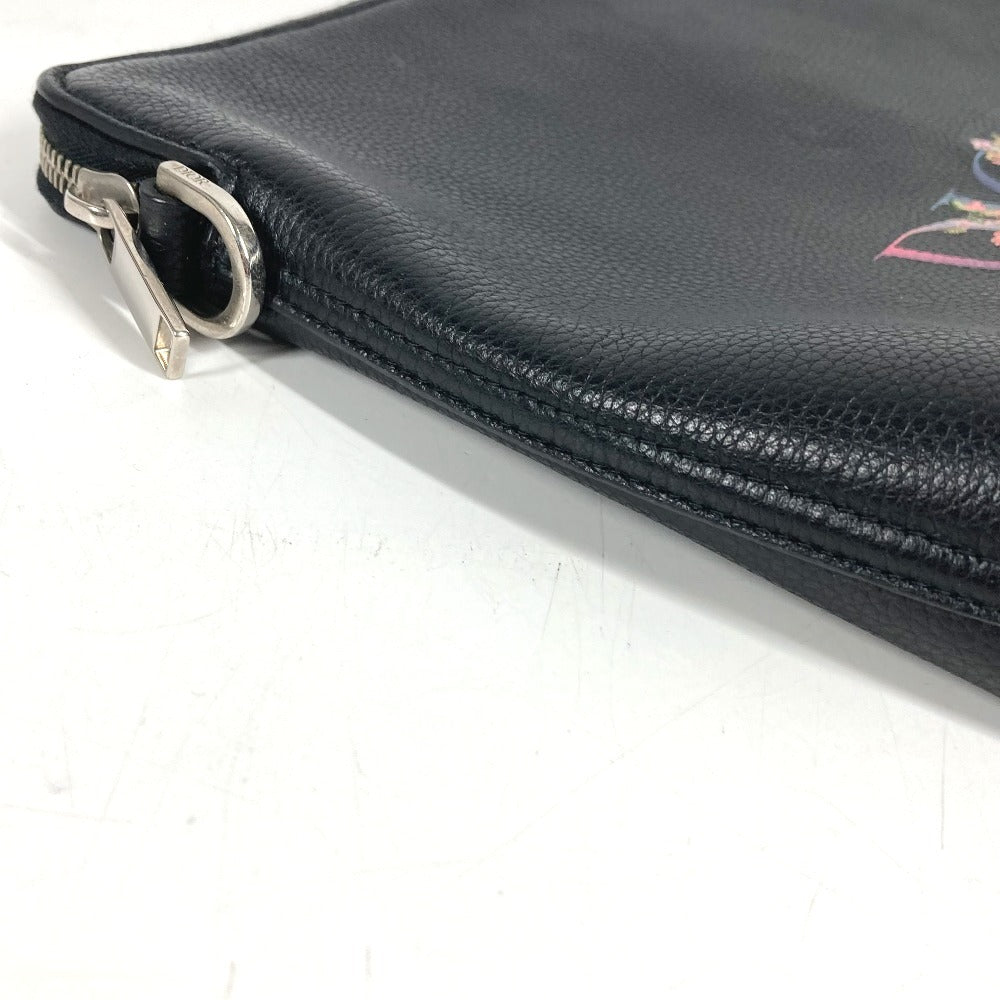 Dior logo Pouch Bag Clutch bag Leather Black Used