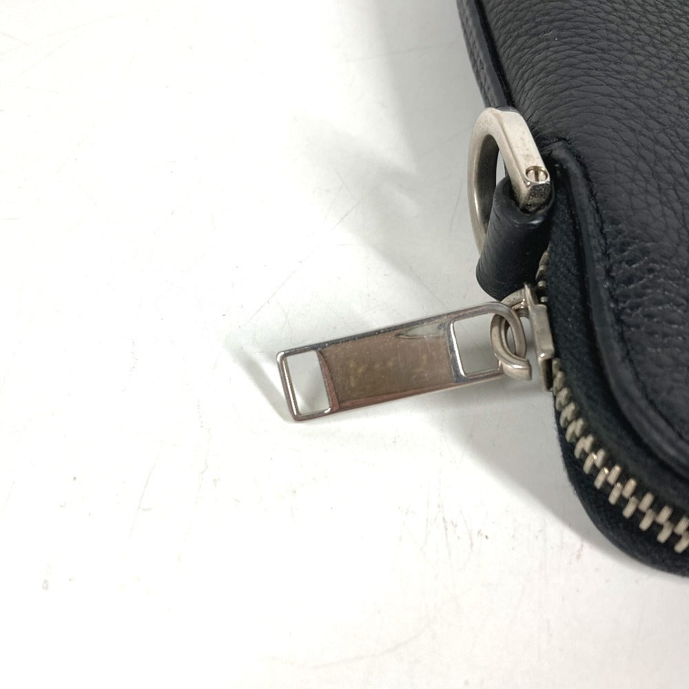 Dior logo Pouch Bag Clutch bag Leather Black Used
