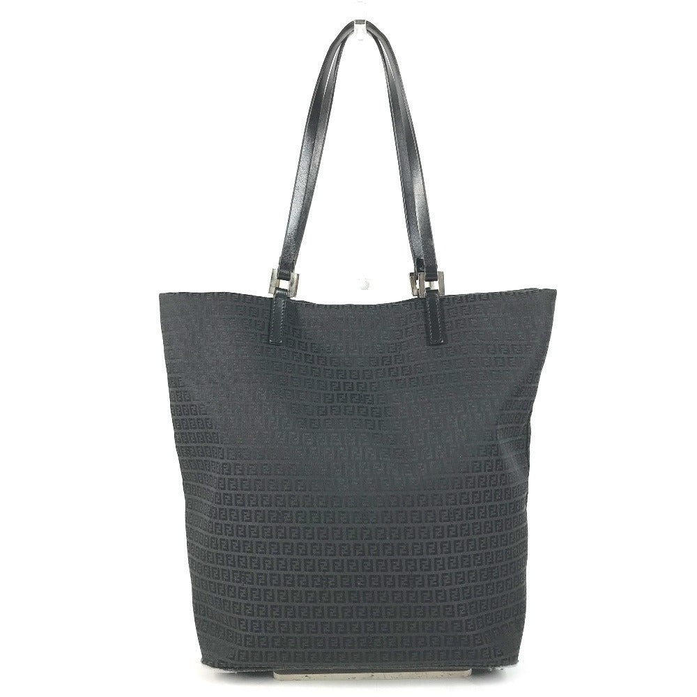 FENDI Zucchino logo Bag Tote Bag shawl Shoulder Bag Leather/Canvas Black Used