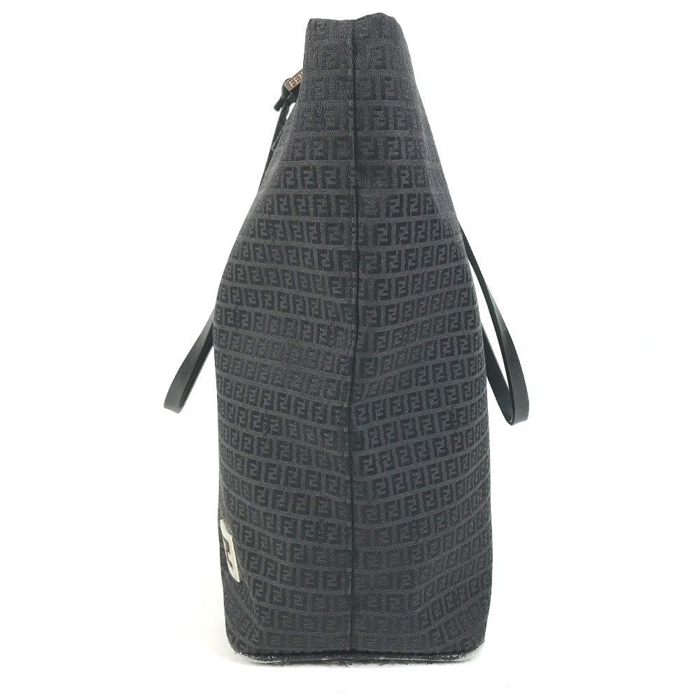 FENDI Zucchino logo Bag Tote Bag shawl Shoulder Bag Leather/Canvas Black Used