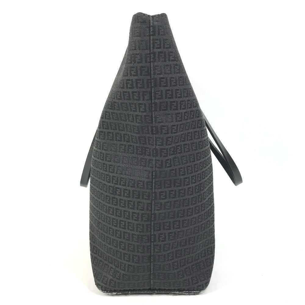 FENDI Zucchino logo Bag Tote Bag shawl Shoulder Bag Leather/Canvas Black Used