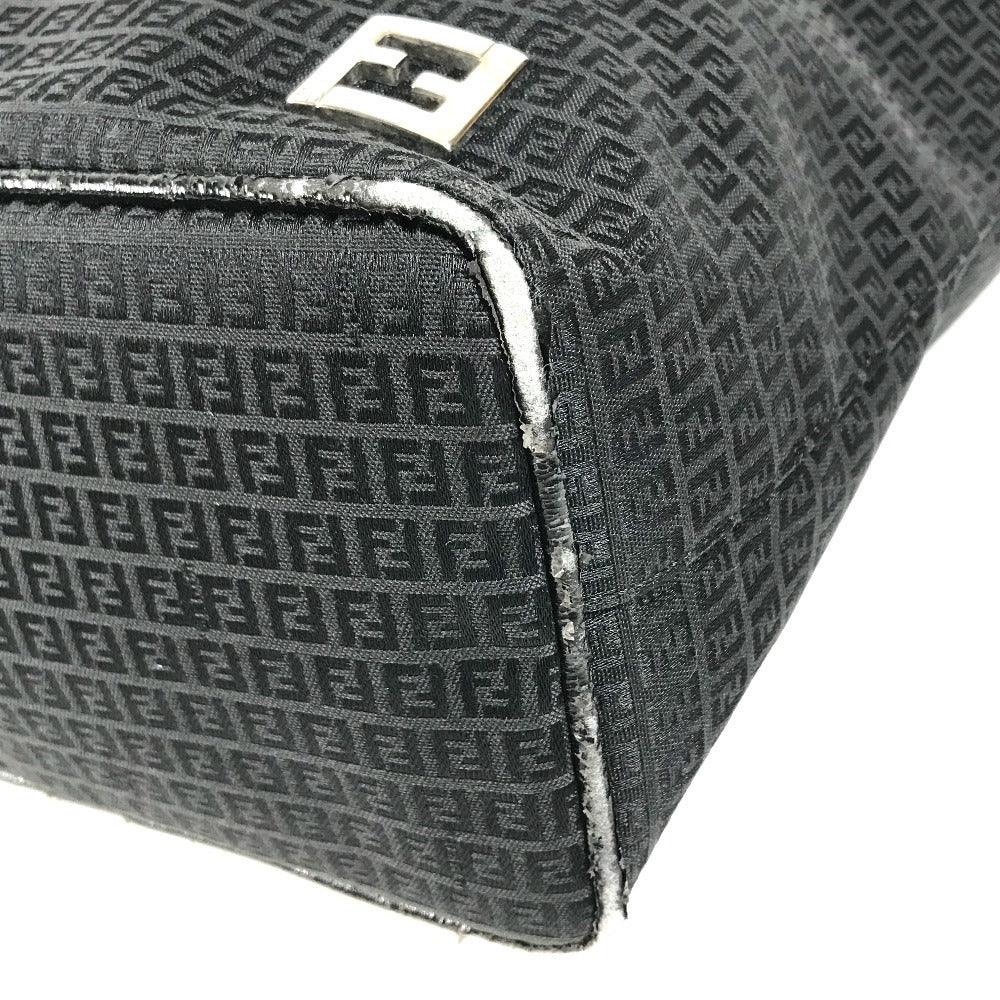 FENDI Zucchino logo Bag Tote Bag shawl Shoulder Bag Leather/Canvas Black Used