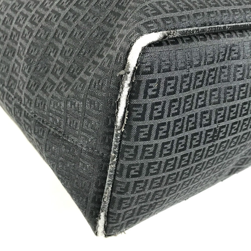 FENDI Zucchino logo Bag Tote Bag shawl Shoulder Bag Leather/Canvas Black Used