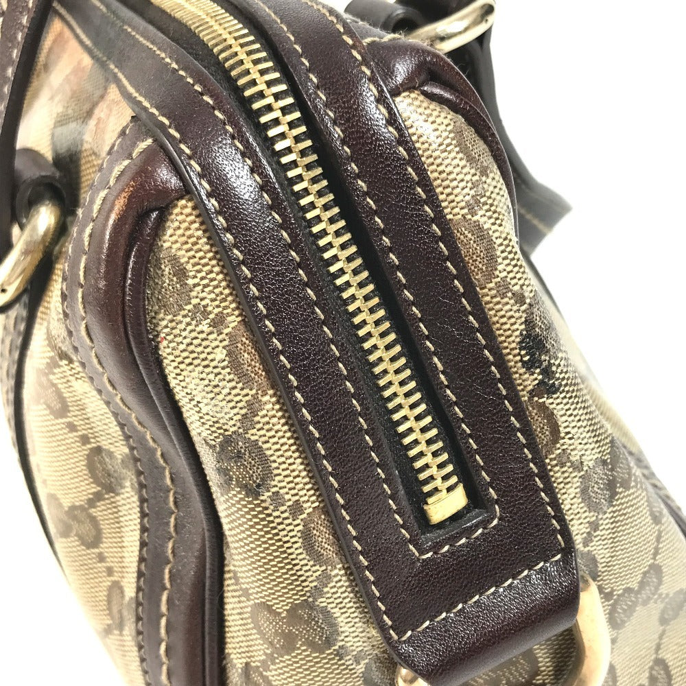 GUCCI 181487 GG logo crystal Mini Duffle Bag with Ribbon - Hysteria Hand Bag Leather / Coated Canvas Beige/Dark brown Used