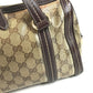 GUCCI 181487 GG logo crystal Mini Duffle Bag with Ribbon - Hysteria Hand Bag Leather / Coated Canvas Beige/Dark brown Used