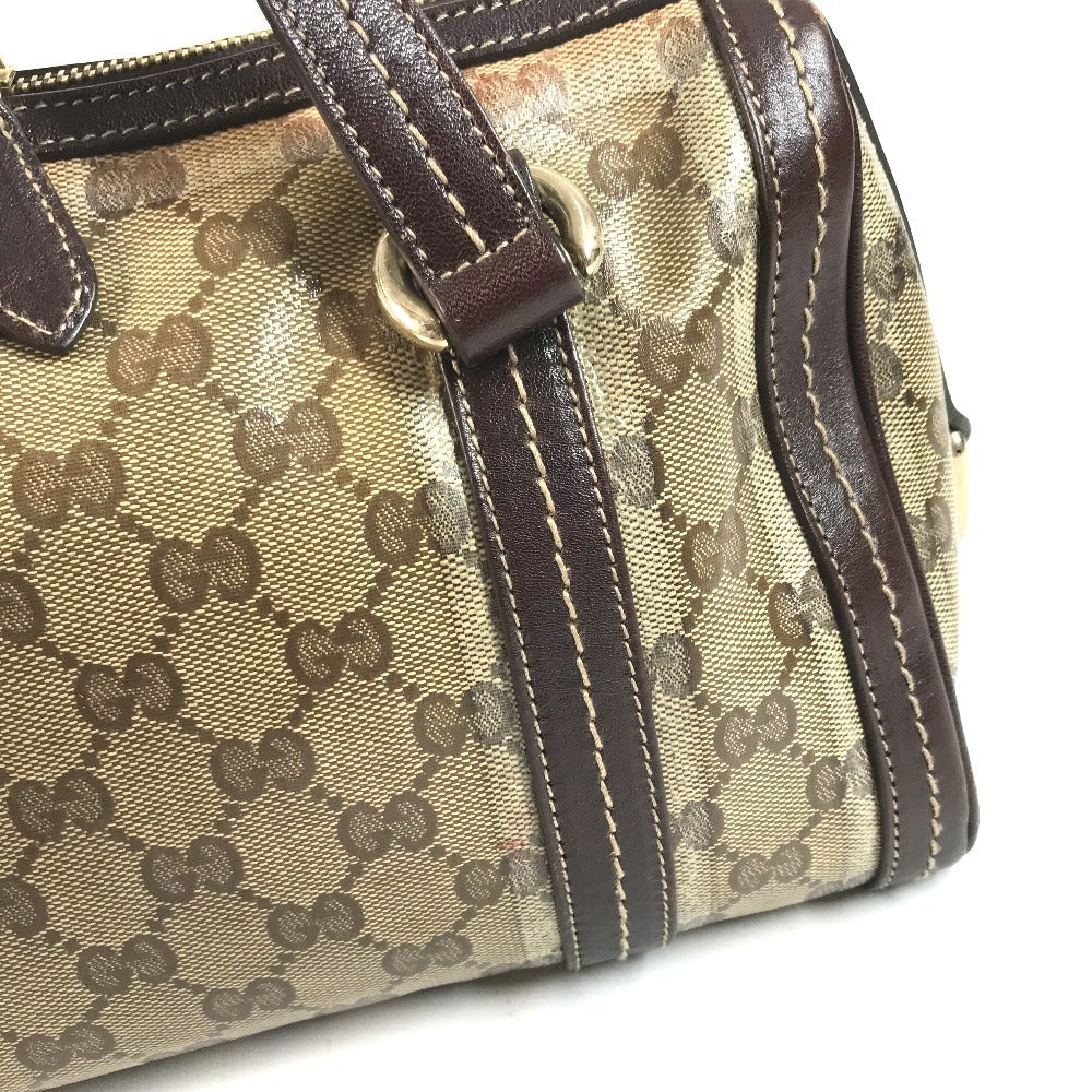 GUCCI 181487 GG logo crystal Mini Duffle Bag with Ribbon - Hysteria Hand Bag Leather / Coated Canvas Beige/Dark brown Used