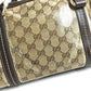 GUCCI 181487 GG logo crystal Mini Duffle Bag with Ribbon - Hysteria Hand Bag Leather / Coated Canvas Beige/Dark brown Used