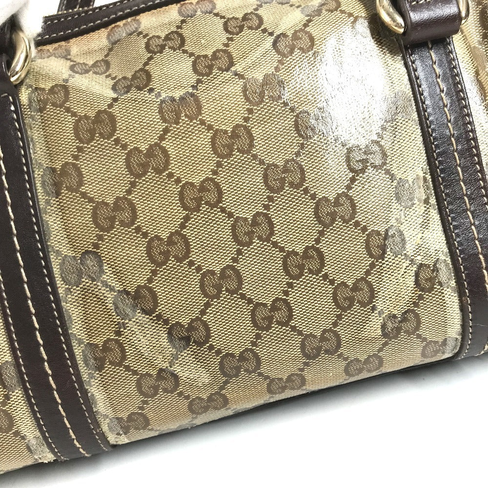 GUCCI 181487 GG logo crystal Mini Duffle Bag with Ribbon - Hysteria Hand Bag Leather / Coated Canvas Beige/Dark brown Used