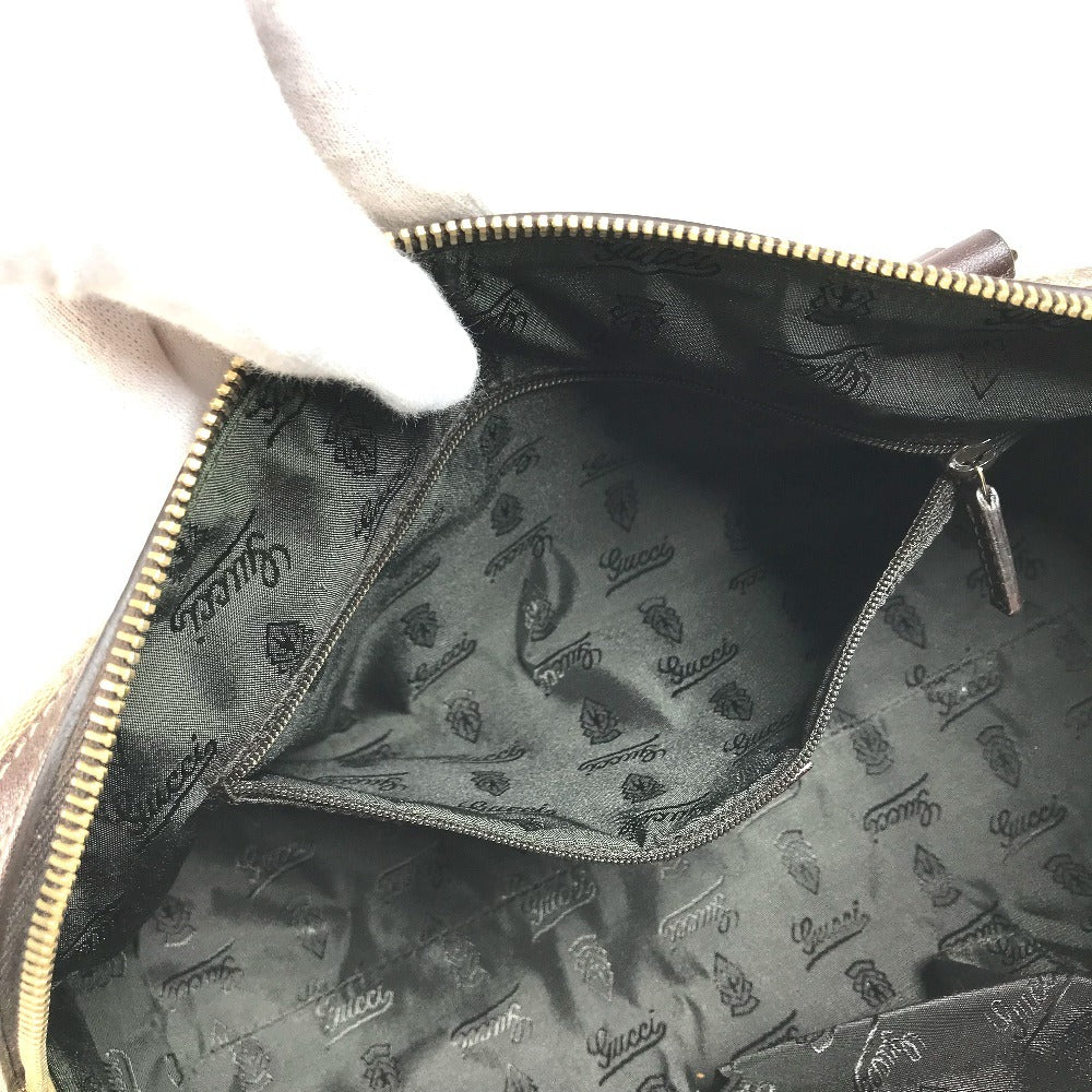 GUCCI 181487 GG logo crystal Mini Duffle Bag with Ribbon - Hysteria Hand Bag Leather / Coated Canvas Beige/Dark brown Used