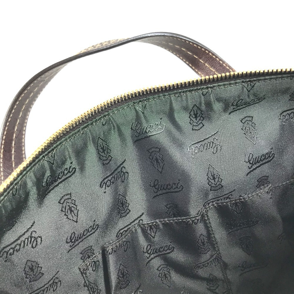 GUCCI 181487 GG logo crystal Mini Duffle Bag with Ribbon - Hysteria Hand Bag Leather / Coated Canvas Beige/Dark brown Used