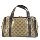 GUCCI 181487 GG logo crystal Mini Duffle Bag with Ribbon - Hysteria Hand Bag Leather / Coated Canvas Beige/Dark brown Used