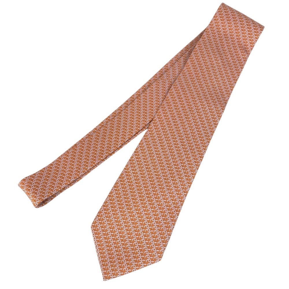 Salvatore Ferragamo Logo: Snake Accessories Necktie silk Orange Used