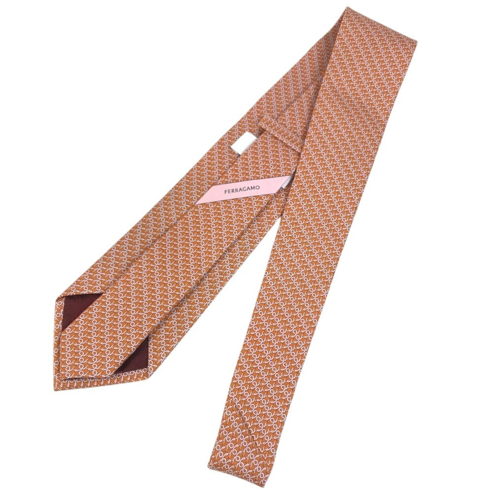 Salvatore Ferragamo Logo: Snake Accessories Necktie silk Orange Used