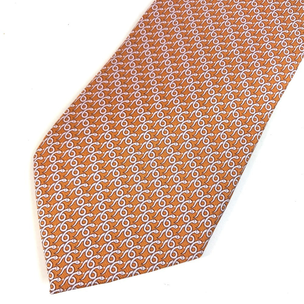 Salvatore Ferragamo Logo: Snake Accessories Necktie silk Orange Used