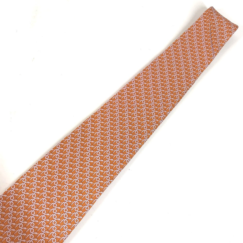 Salvatore Ferragamo Logo: Snake Accessories Necktie silk Orange Used