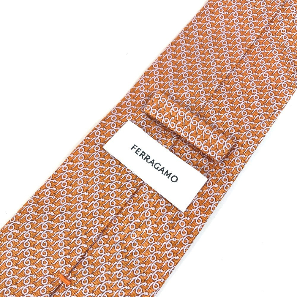 Salvatore Ferragamo Logo: Snake Accessories Necktie silk Orange Used