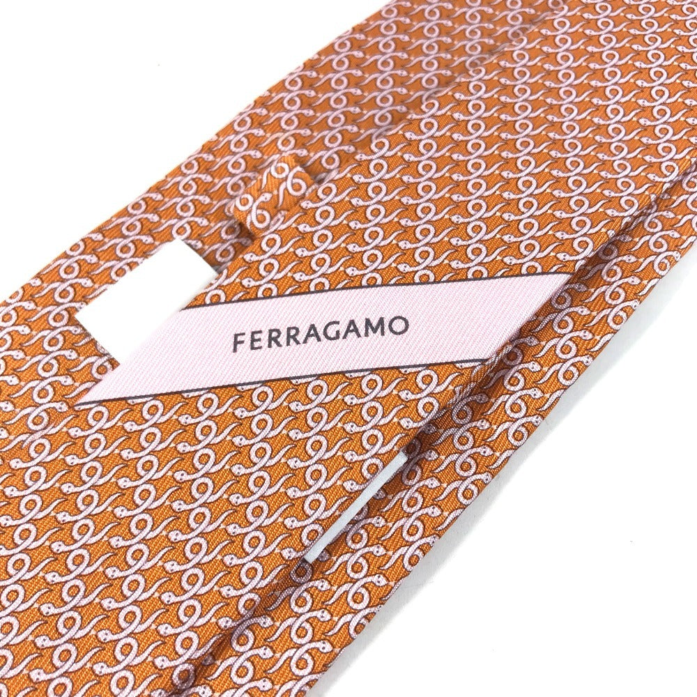 Salvatore Ferragamo Logo: Snake Accessories Necktie silk Orange Used