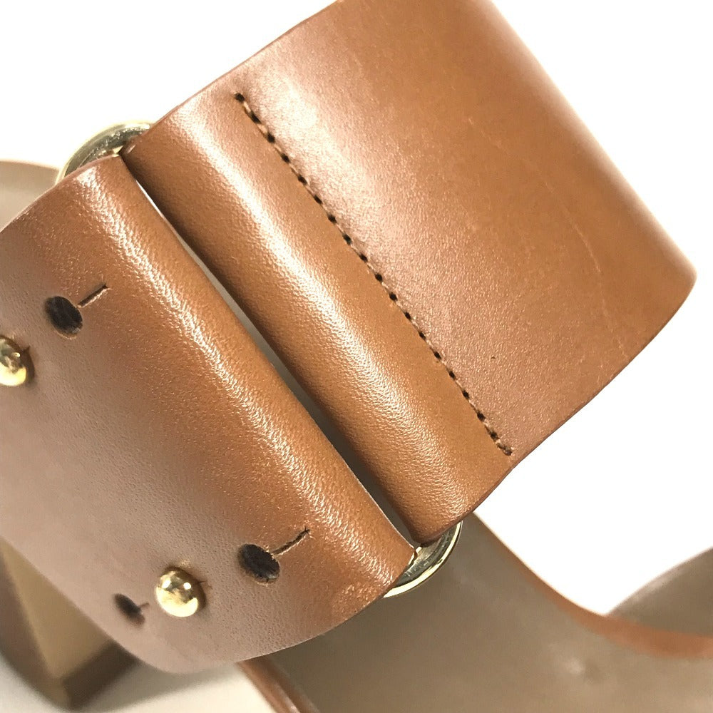 HERMES belt Shoes shoes heel Sandals Leather Brown Used