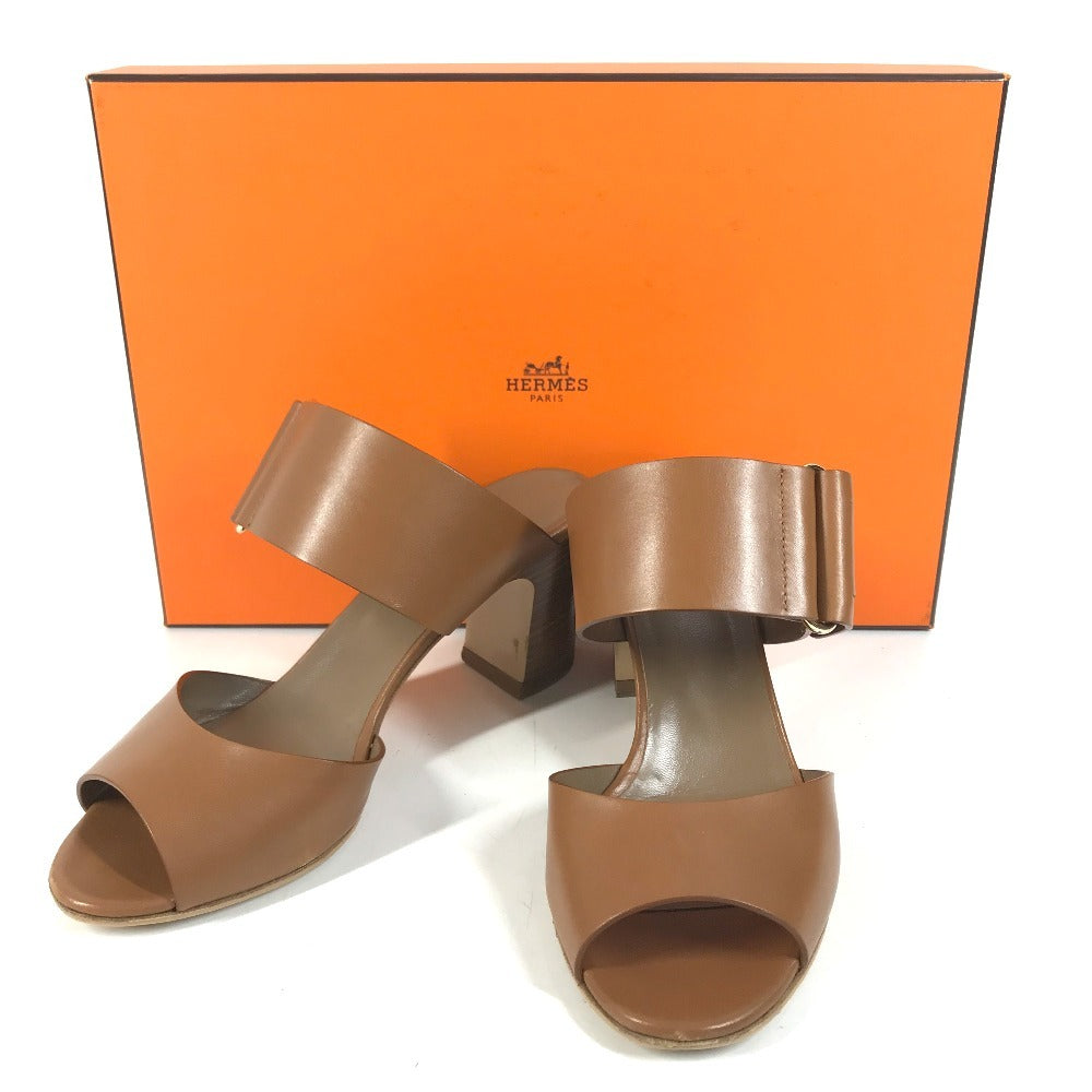HERMES belt Shoes shoes heel Sandals Leather Brown Used