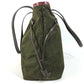 PRADA triangle logo triangle logo plate Bag Tote Bag shawl Shoulder Bag Leather / Nylon khaki/Red Used